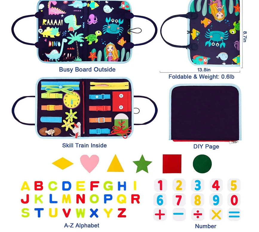 Busy board for boy with clock Alphabet number develop life skills educational toy Montessoris
