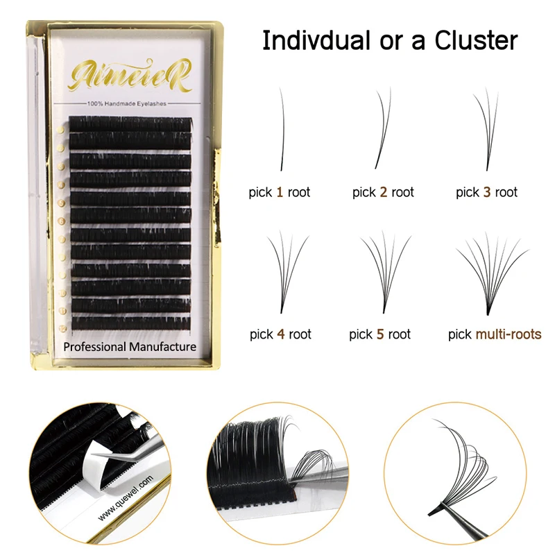 Private Label Luxury 8-15mm0.15 D Curl Faux Mink Lash Extensions Individual Natural Eyelash lash Extensions tray