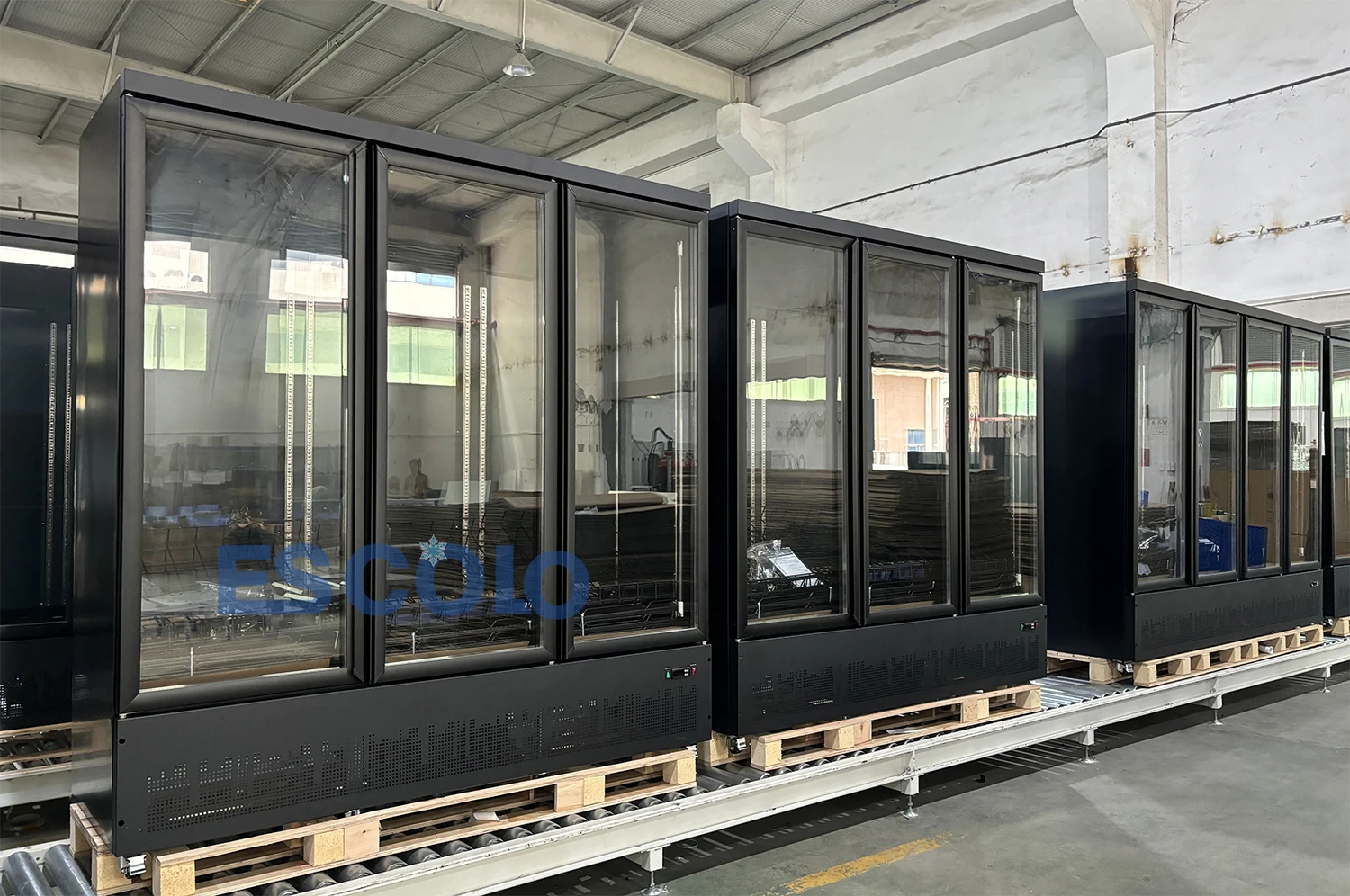 Commercial supermarket 4 doors vertical glass display cold drinks refrigerator and freezer