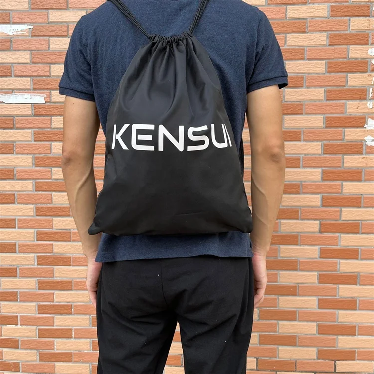 Custom Logo Promotional Waterproof Gym Gift Dust Shoe Storage Drawstring Bag Training Sport Polyester Black Drawstring Backpack