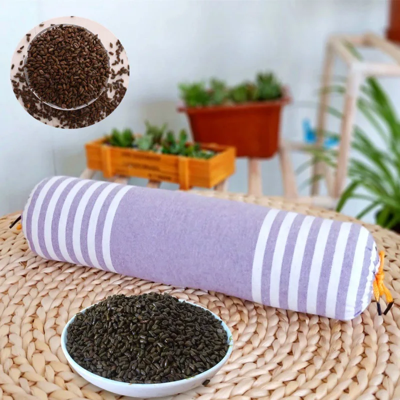 Round cassia pillow Hard solid buckwheat shell bed backrest protection cervical spine cylindrical pillow