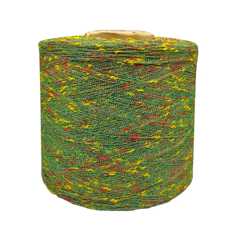 Russian hot sales 100%Polyester colorful metallic knot yarn used for weaving and knitting