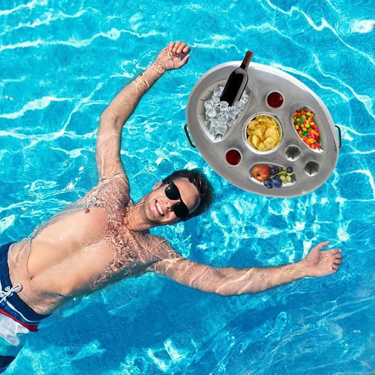 2024 Hot selling PVC inflatable transparent beverage rack, multifunctional water float cup rack, swimming pool cushion