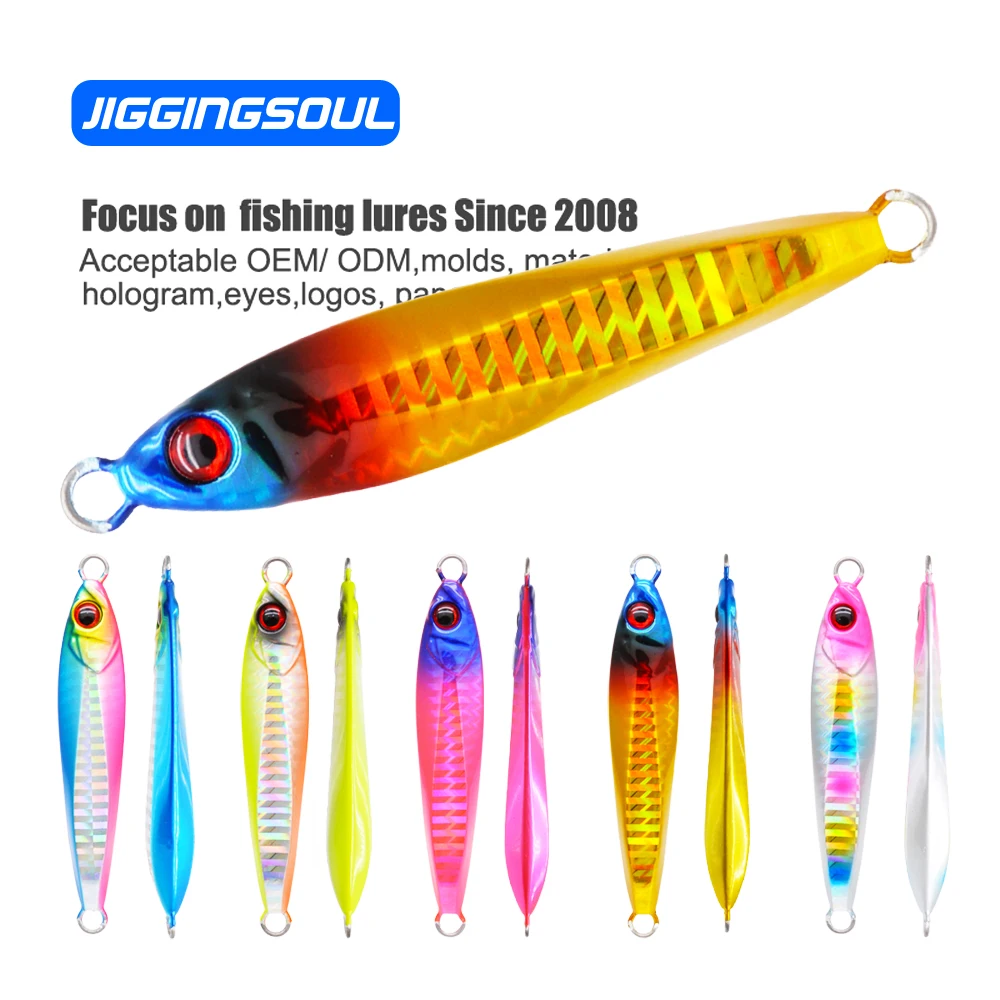 JIGGINGSOUL-RTS301-Flatfall Jigs Color Glow Vertical Speed Fast Lead Jig Sea Fishing metal casting fishing vertical jigging lure