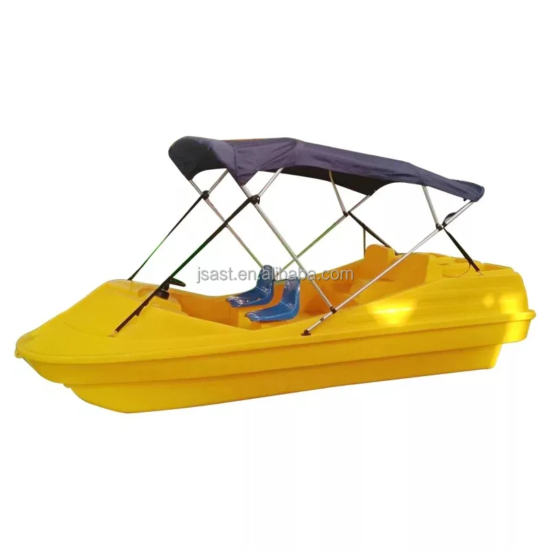Plastics Hand Cranking Pedal Boat for Water Park Fiberglass Reinforced diving glasses Plastic Semi-Enclosed Sightseeing Boat