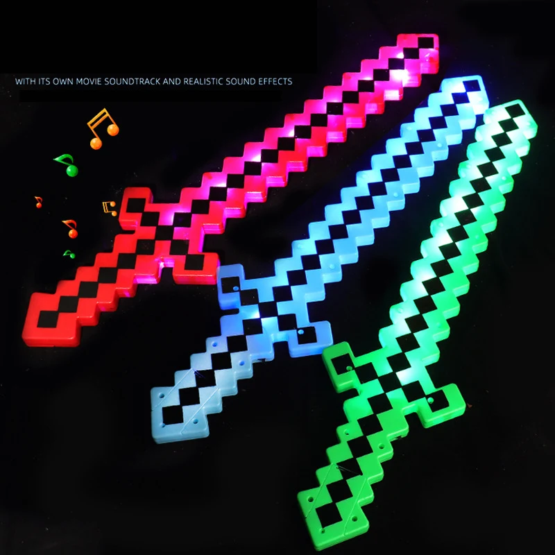 Hot Wholesale Mosaic Pixel Toy Sword Light Party Cosplay Light Up Toys Led Flashing Swords Light Up Swords