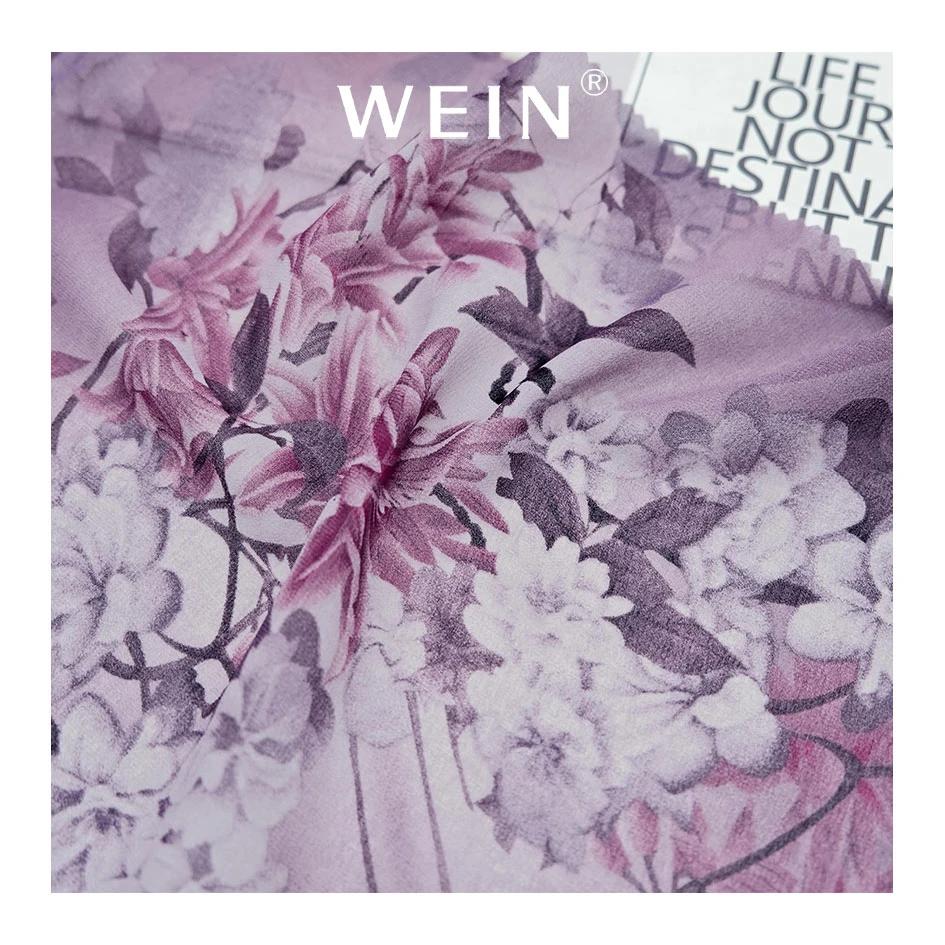 WI-A08 fabrics wholesale tejidos textiles 75D pearl printed fabric pure chiffon dress material for clothing