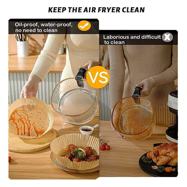 50Pack Air Fryer Parchment Paper Sheets Accessories with Brush for fryer Frying Cooking Baking Barbecue Food Mat Dropshipping