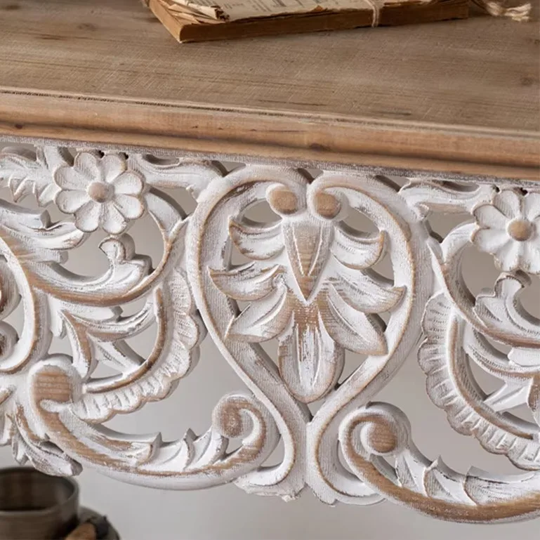 Mamba French Style Rectangular Shaped Entrance Table Living Room Furniture Rustic Classic Solid Wood