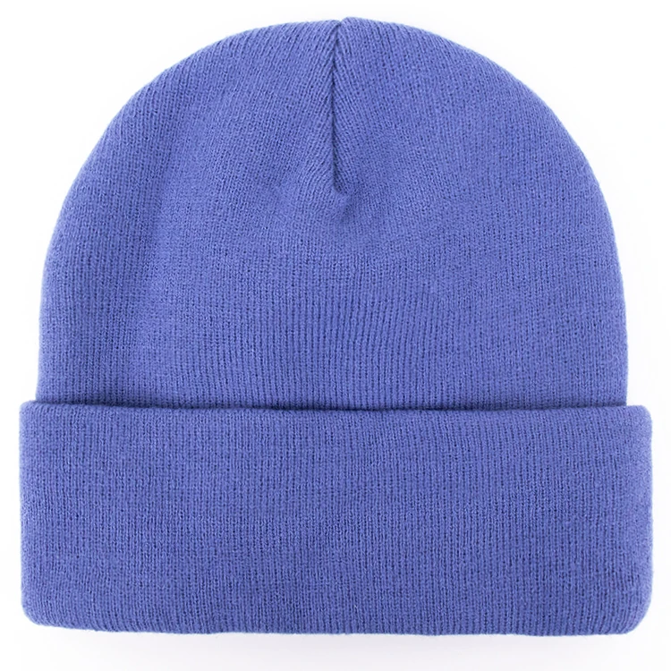 Hengxing wholesale Acrylic cuff beanie woven label Ski Custom Knit Skull Beanie hat