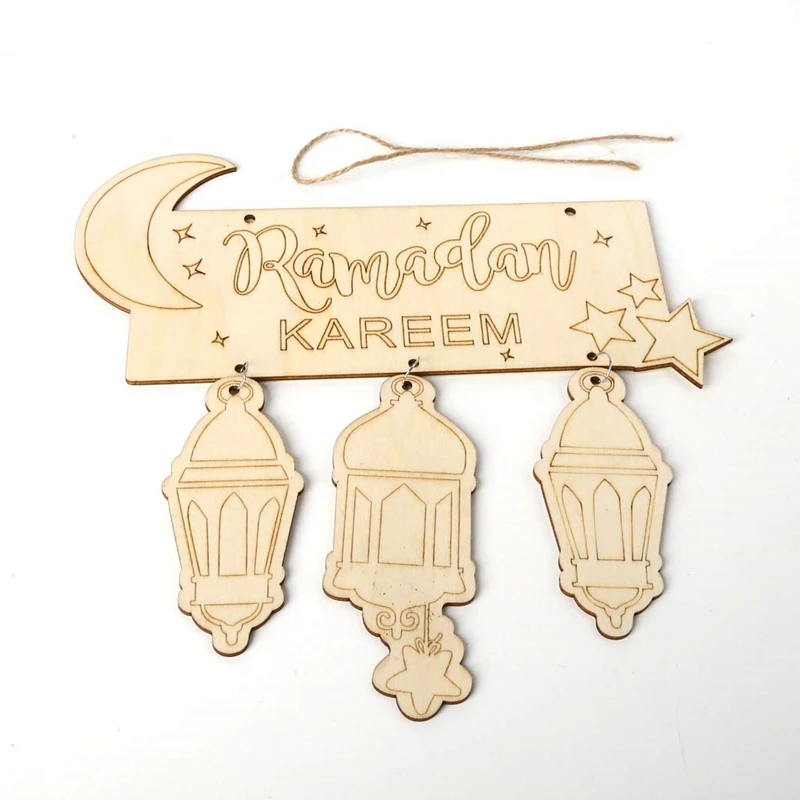 Custom Hanging Lantern Pendant Plaque Sign Ornament DIY Wall Decor Party Supplies Eid Mubarak Muslim Islam Ramadan Decorations