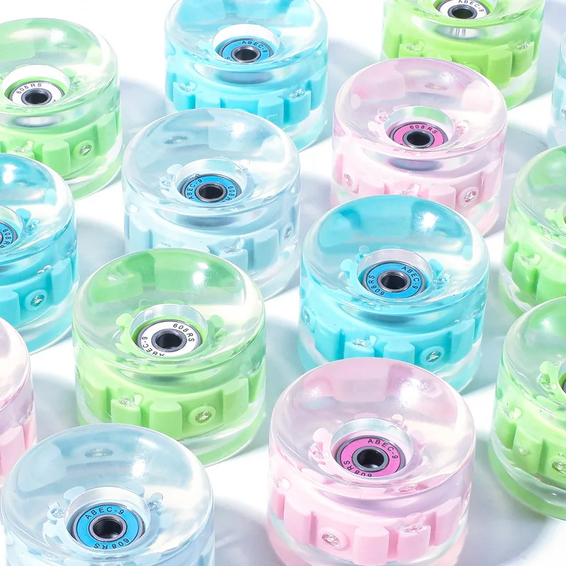 Land surfboard luminous wheel transparent PU color flash wheel skateboard vitality board long board high elastic wheel