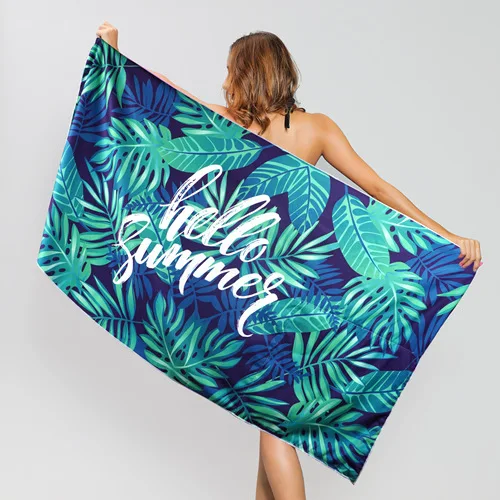 Wholesale small MOQ Amazon hot selling two side print quick dry summer large sand fee proof microfiber custom beach towel