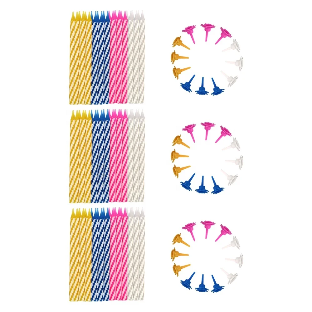 Wholesale Paraffin Wax Birthday Cake Spiral candle with holders