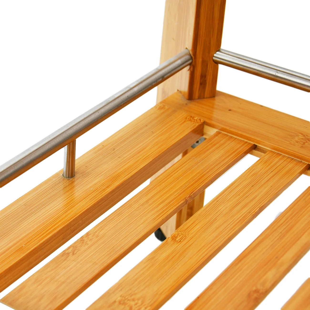 Bamboo 2-Tier Shower Bench Stool with Non-Slip Feets Storage Shelf for Shampoo Towel for Bathroom