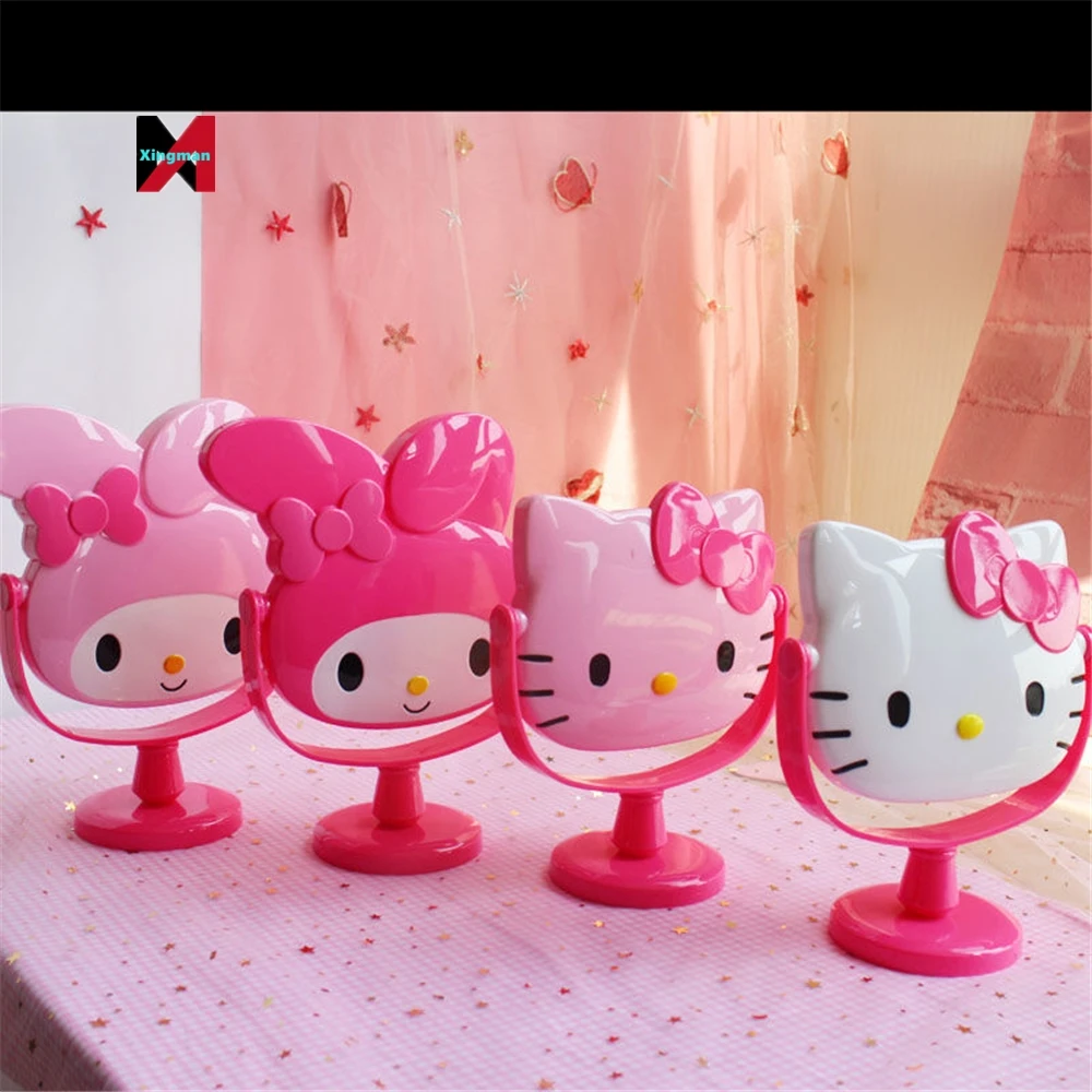 Wholesale Kawaii helloed a Kitty Desk Single Sided Rotating Princess Student Makeup Mirror Portable