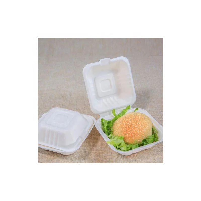 Disposable Breakfast Boxes Food & Beverage Packaging Hamburger 21±0.5g/piece Bagasse Congrun Accept CHB001 CN;SHN Square 1 Box