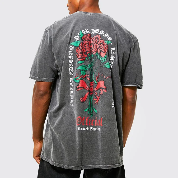 vintage oversized acid wash silk screen sublimation digital print on demand t shirt printing boxy fit blank tee shirts