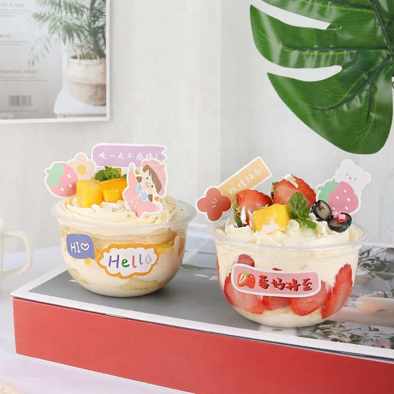 250ml Mousse Cake Pudding Cup Ice Cream Disposable U-shaped PET Plastic cup