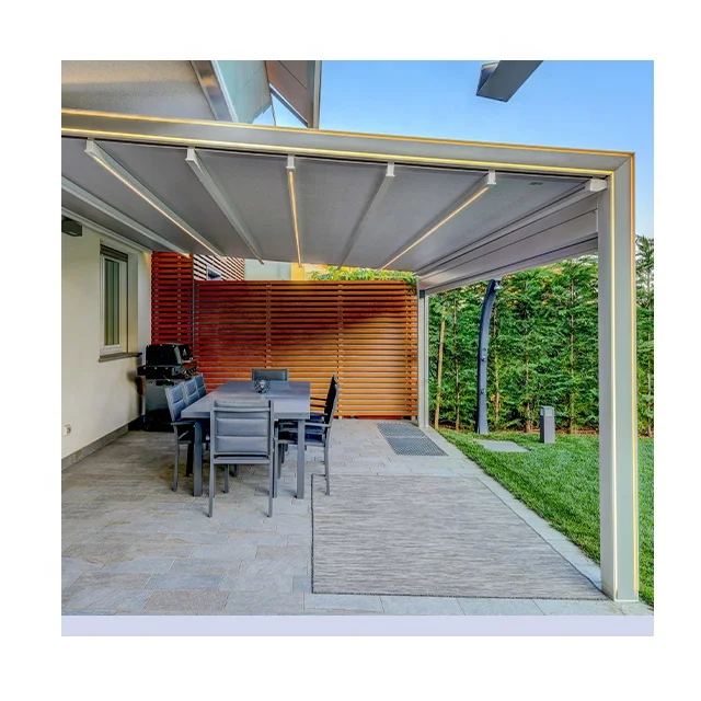 Outdoor Garden Patio Roof Free Standing Balcony Custom Aluminum Motorized Retractable Automatic Awning