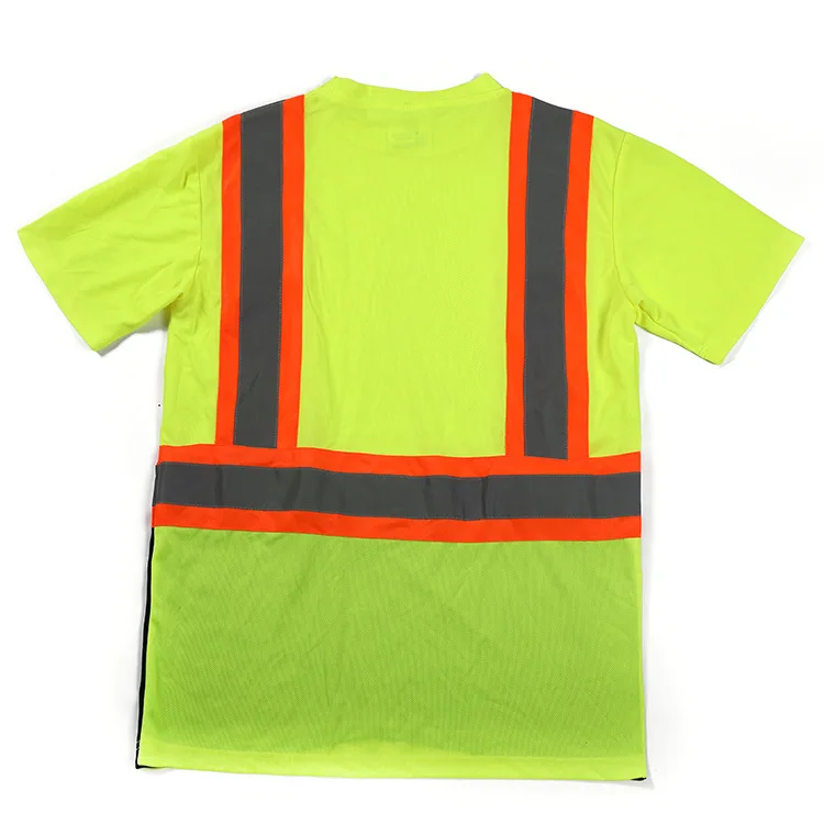 Quick dry Reflective Road Safety T Shirt Men Cheap Yellow Strap Logo Glory Color Tape Feature Navy Material