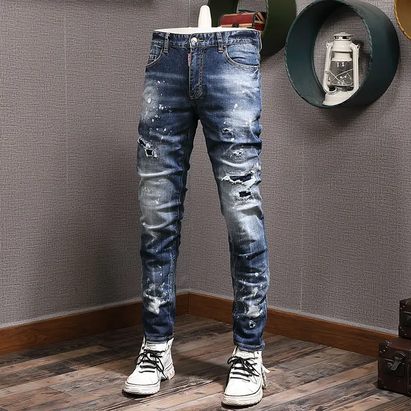 2023 New men and women Jeans Business Straight Sleeve Elastic Loose Retro Wash High End men and women Jeans Factory Direct Sales