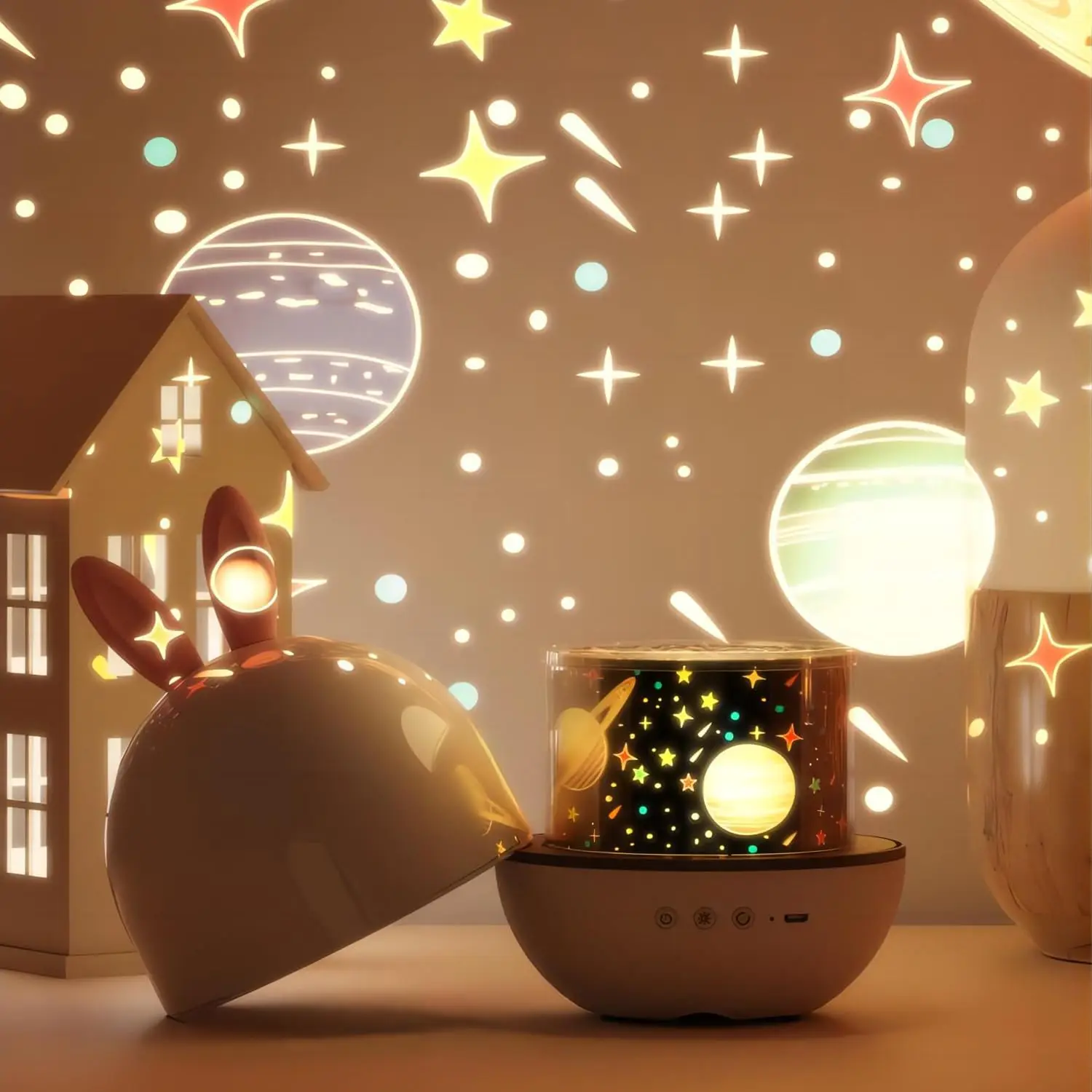 TSINYE LED Modern Night Light for Kids Star Projector Gifts for Girls Toddlers Sound Machine Night Lights Projection Lamp