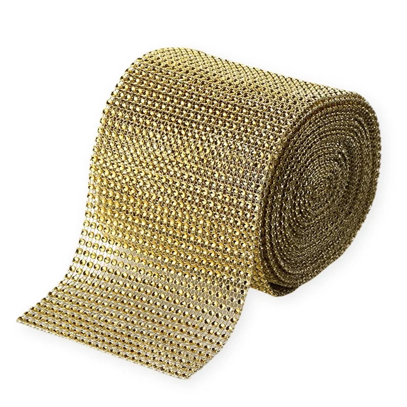 August 24 rows 4 mm gold plastic rhinestone mesh trimming cup chain diamond net roll decorative accessories Dubai Sadui Arabria