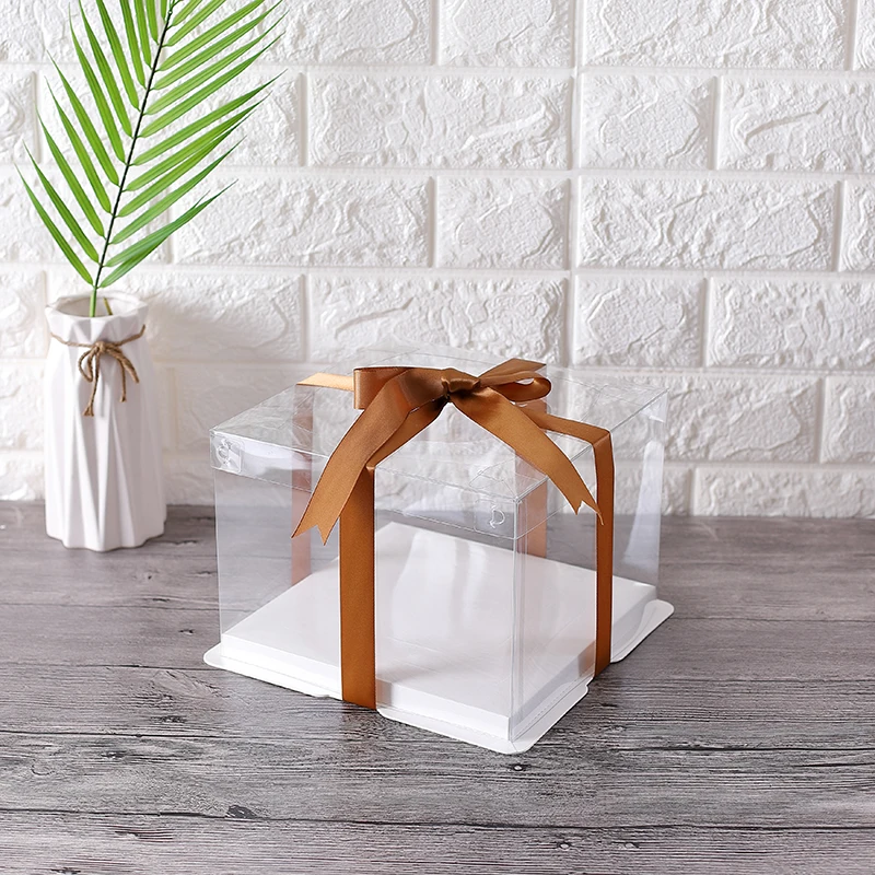 
KCCB 2020 NEW disposable plastic cake box Custom Cake Box with logo Food Grade Clear Decorative festival Birthday Cake Box 