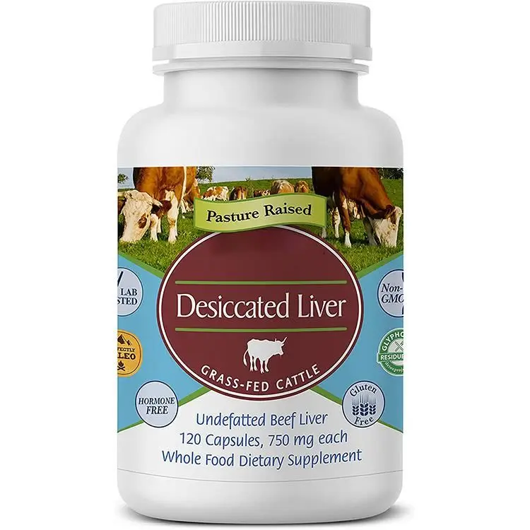 Private Label Hot Sale Organic Beef Liver-Natural Source Of Protein Iron Vitamins A & B Perfect Desiccated Liver Capsule