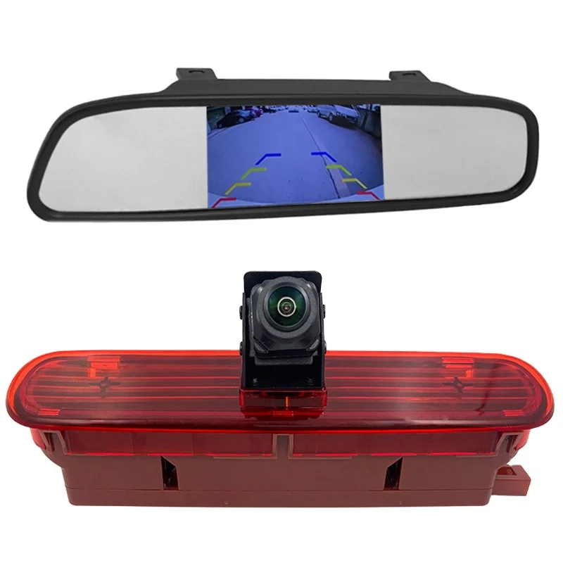 HD Waterproof Night Vision reserve rear view Car third Brake Light Camera with 4.3inch Rearview Mirror for Opel Combo Fiat Doblo