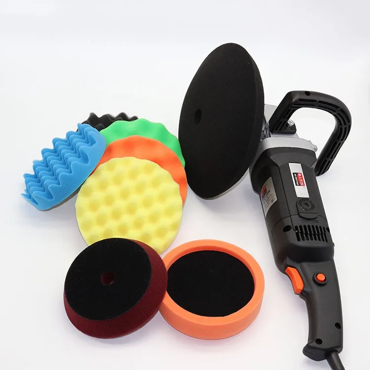 7'  Black Waffle Foam Buffing Pad Black Sponge Wheel  Hook & Loop Foam Pad  fits 7' Backing Plate for Auto Detailing Waxing