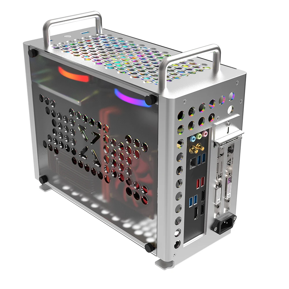 
Porous Easy Heat Dissipation Computer Case Portable Mini ITX Mother Board Metal PC Case 