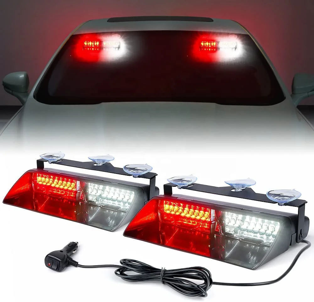 18 Modes Flashing Patterns White Red Dual Color Emergency Hazard Safety Warning Traffic Light  for Ambulance Vehicles Fire Truck