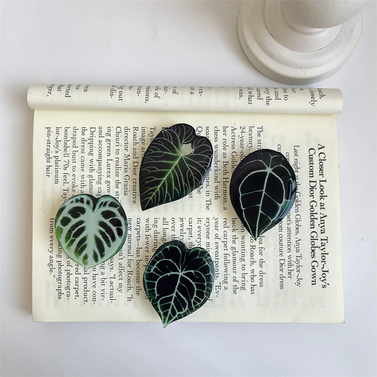 Plant Grip Tok Socket Folding Pretty Leaf Acrylic Phone Grip Holder For iPhone Universal Smartphone Griptok Bracket Finger Stand