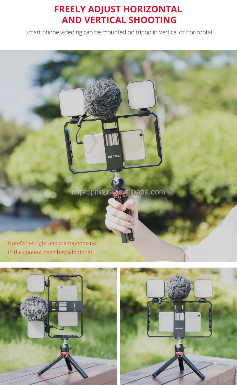 PC06 Aluminium Alloy Video Phone Cage Rig with Silicone Phone Clip Can Be Connect Tripod For smartphone Cage grips code shoe