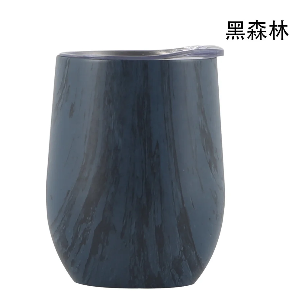 Винный стакан 12 унций высококачественный для кофе с деревянной поверхностью из нержавеющей стали двойными стенками изолированный вина в форме яйца