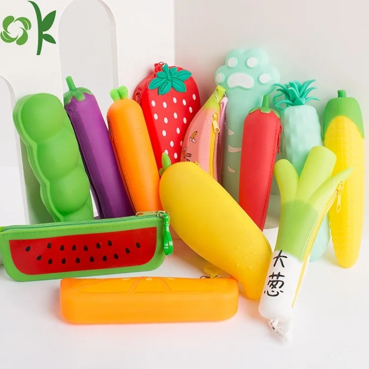 OKSILICONE Wholesale Students Waterproof Stationery Silicone Pencil Case Cute Custom Designs Silicon Pen Holder Case
