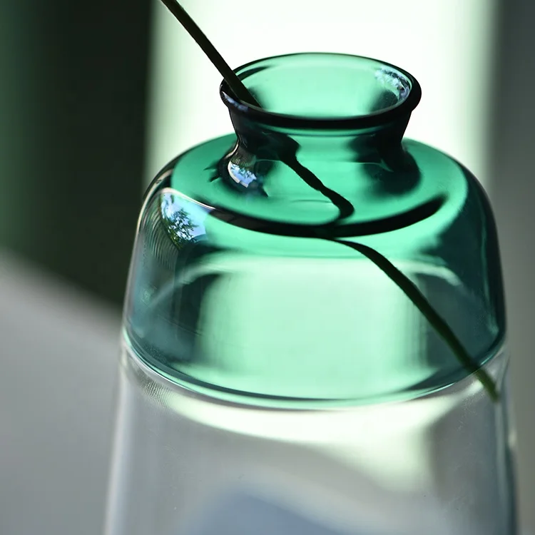 Bixuan Vases Mixed Turquoise Clear Glass Single Flower Arrangement Mini Bud Vase Table Decor Centerpieces Aromatherapy Bottle