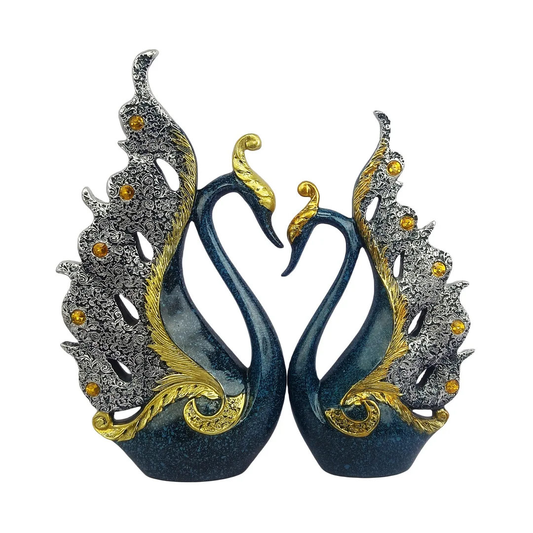 Modern Home Office Decor Swan Couple Statue Resin Craft Swan Craft Ornaments Wedding Decoration