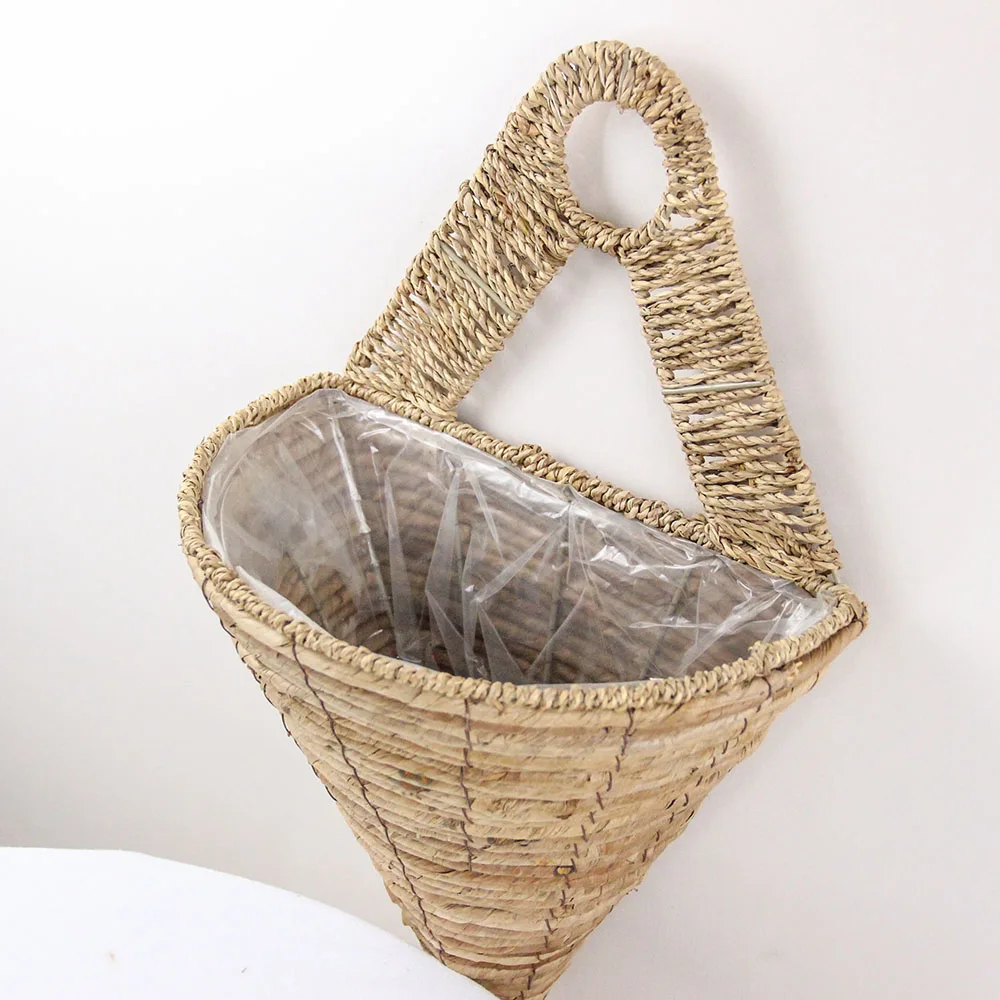 Hot Sale Outdoor Simple Style Rattan Flower Pots Hanging Flower Basket for Plants