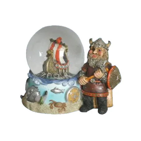 Hot Sale Personalized Handmade Polyresin Viking Warrior Statue with water globe