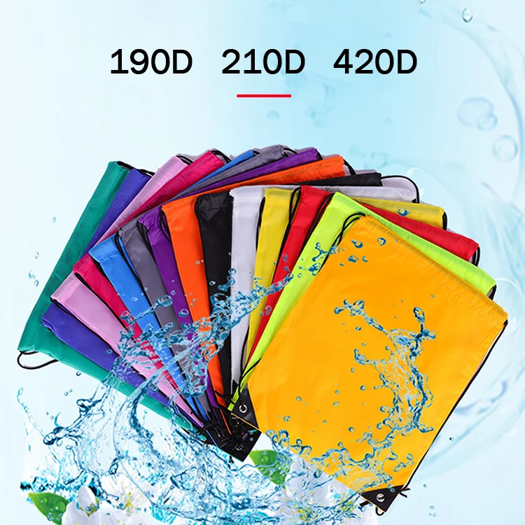 Hot Sale Cheap Waterproof Drawstring Backpacks Bag 210d Polyester Sports Draw String Bags Custom Logo Polyester Drawstring bag