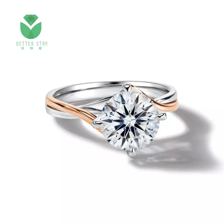 Genuine White HPHT Lab Grown Diamond Ring Jewelry White Rose Gold Engagement Ring CVD Lab Diamonds Ring Fine Jewelry For Women