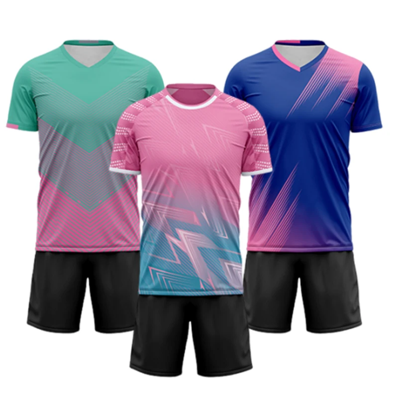 2024 Custom Sportswear printing quick dry breathable cheap soccer uniform sets football jersey pink soccer jersey