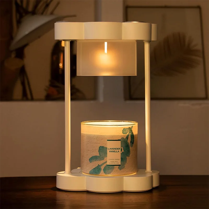 White clouds simple modern cream wind Smokeless flame bedroom atmosphere dimmable Timer candle warmer lamp