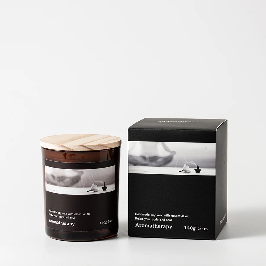 aromatherapy luxury  smoke free yoga meditation relaxation customized  brown glass jar scented candle