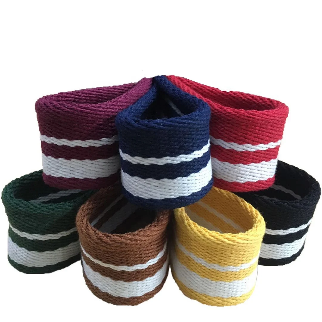 
new bicolor 2 inch cotton braided striped webbing for bag heavy webbing shoulder straps 