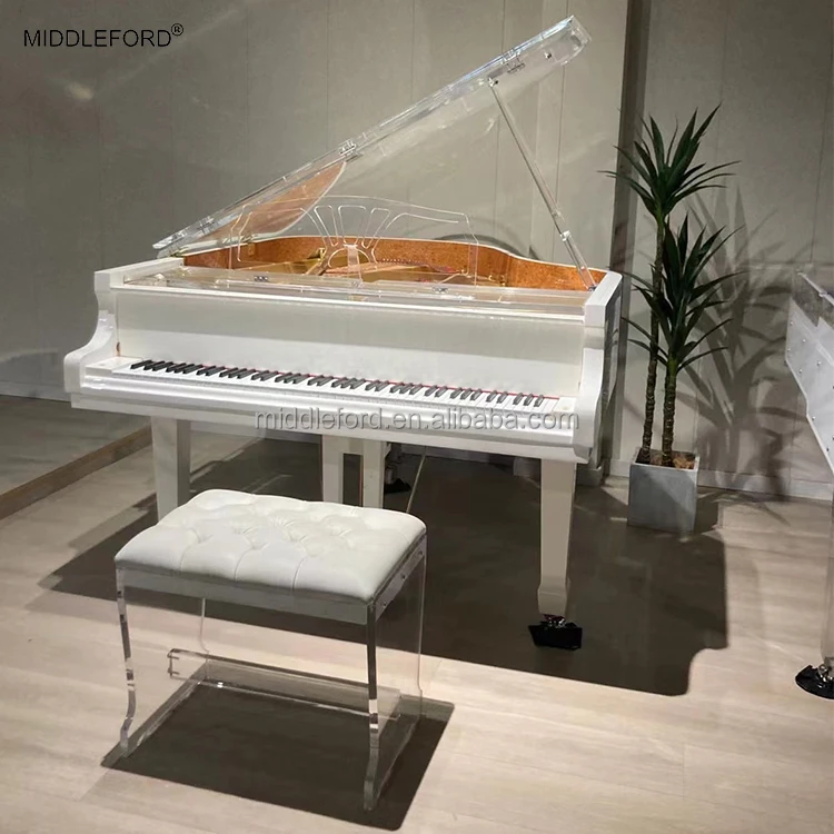Half Crystal Piano GP-158A white baby Grand Piano Install with Piano disc for Luxury Furniture