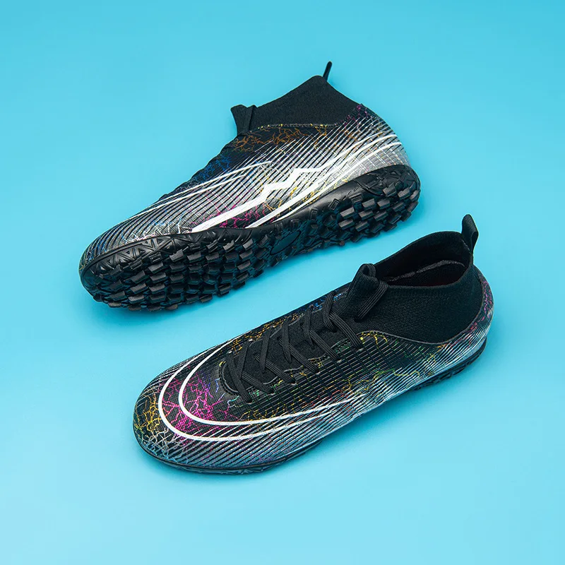 Wholesale hot selling high top tf broken nails ag nails leather training football shoes  men casual sports running shoes